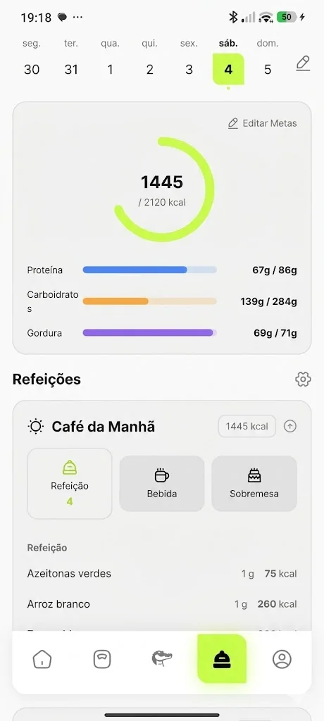 Tela de nutrição